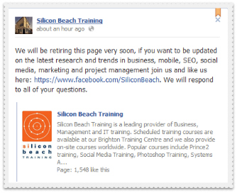 Facebook pinned post public notice