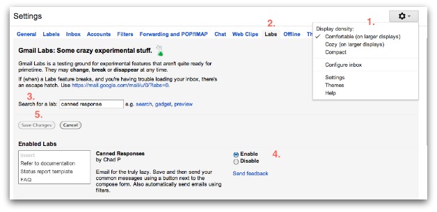steps for canned response in gmail