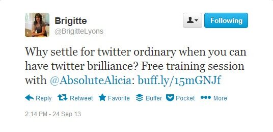 Brigitte Lyons tweets about Twitter Brilliance
