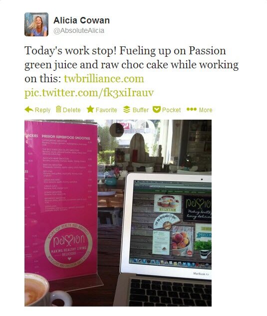 A tweet from Passion about Twitter Brilliance