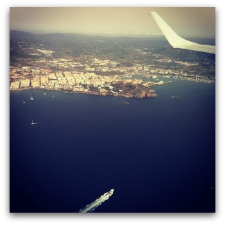 plane over ibiza
